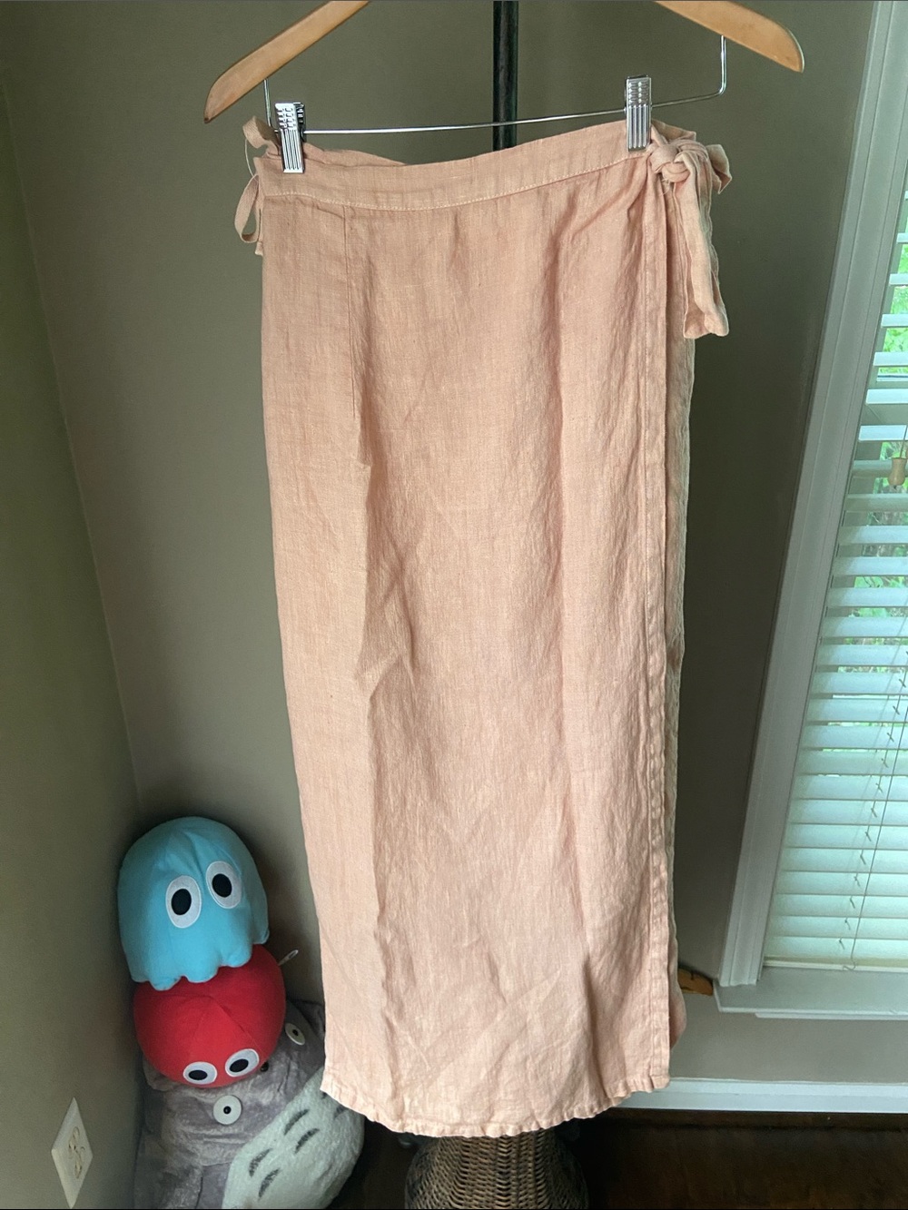 Vintage Liz and Jane Cloths wrap linen maxi skirt SZ S peach/pink color